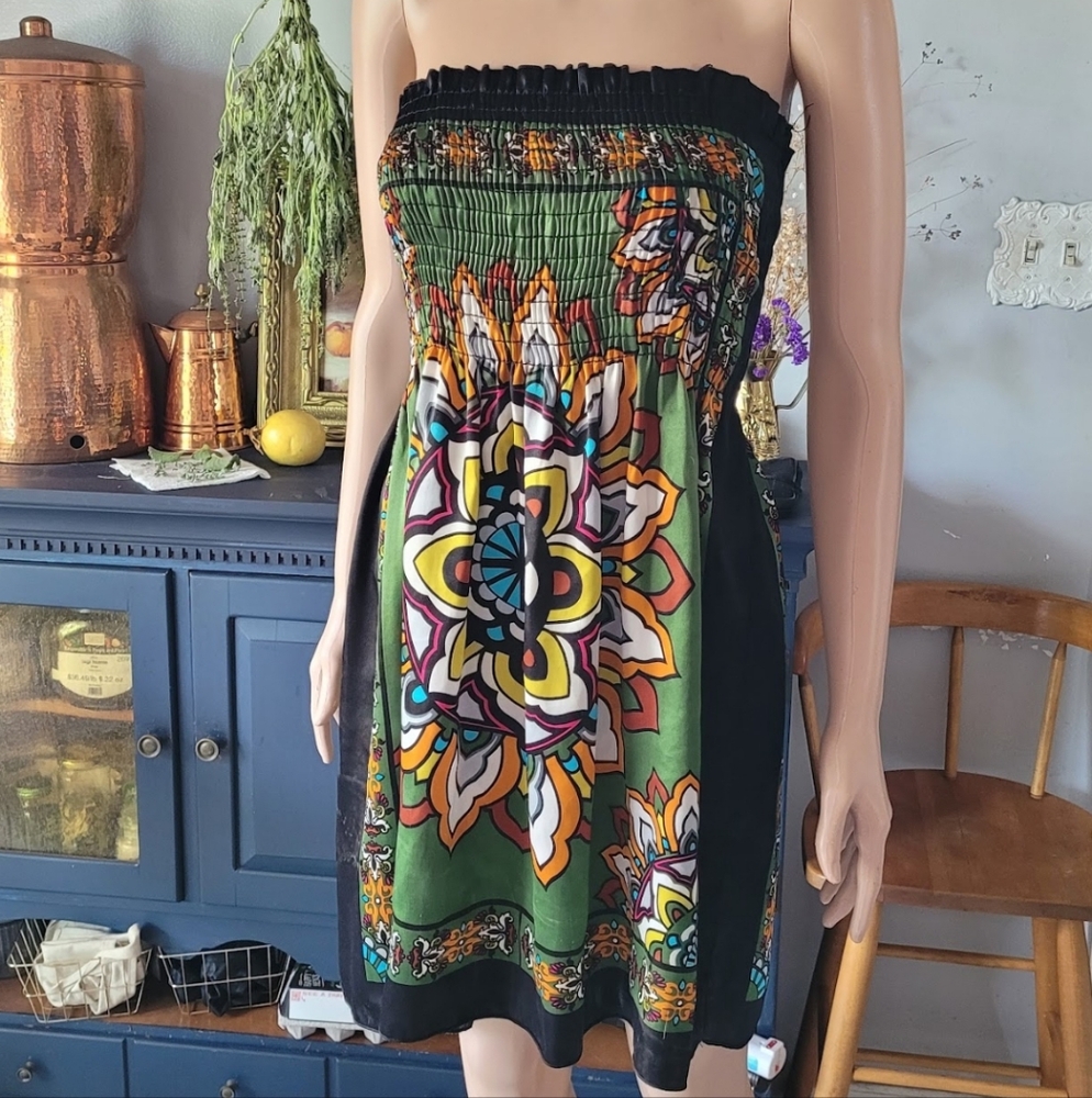 Floral Strapless Dress - Multicolor